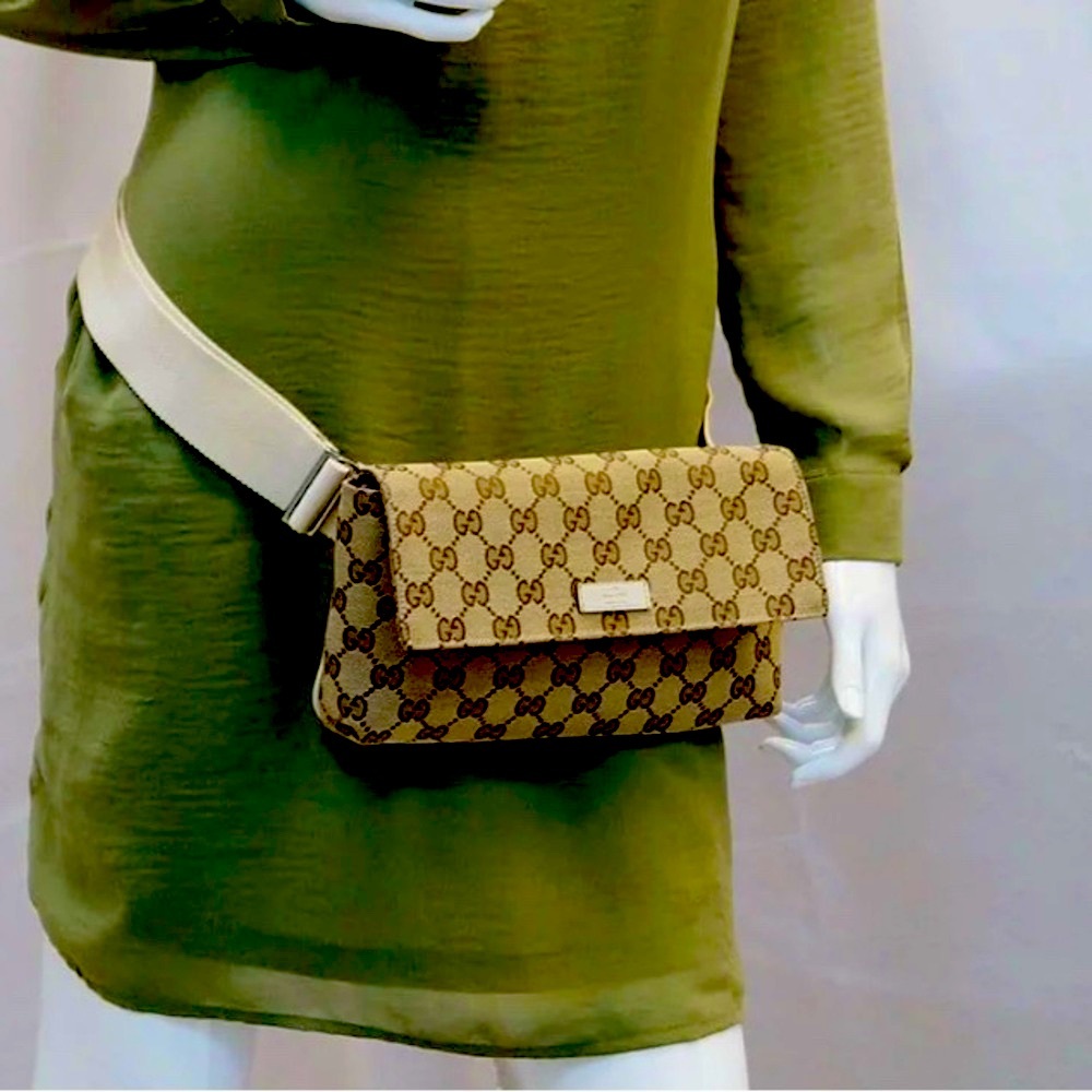 Gucci Brown and Cream Geometric Crossbody Bag
